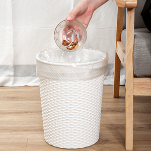 Hasır şekli yüzey ile 10L yuvarlak çöp kutusu ev kullanımı ayakta yapısı çöp tenekesi atık yönetimi için kapak stili olmadan - Product Image 2