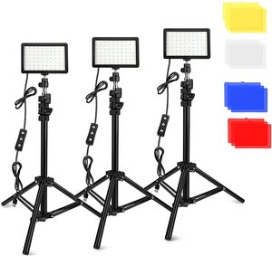Led Video aydınlatma kiti dim 5600K USB 70 LED Video işığı ile Mini ayarlanabilir Tripod standı ve renk filtreleri masa üst - Product Image 6