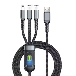 4FT 18W kalın naylon örgülü 3 in 1 USB-A hızlı şarj aleti kablosu ile tip C, mikro USB, iOS - Product Image 4