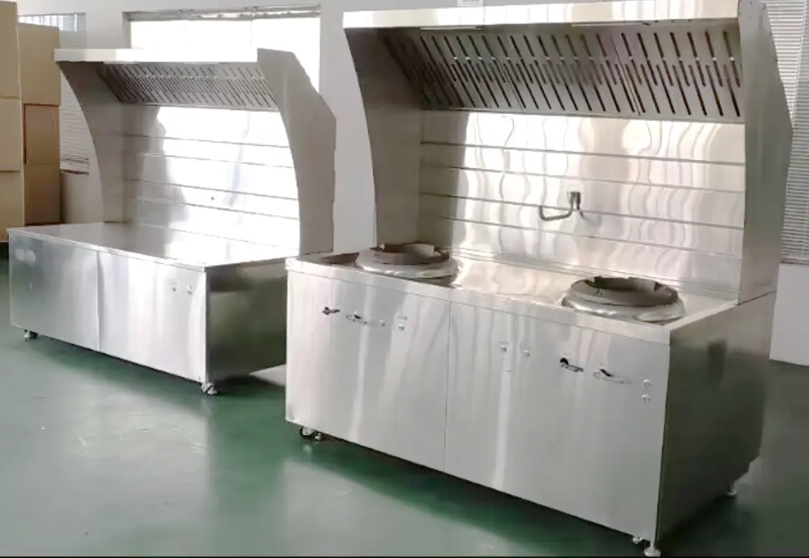 Restaurante móvel Cozinha Gama Hood com Eletrostática Purificação Ar Filtro Óleo Fumos Purificador Fogão Elétrico Aço Inoxidável