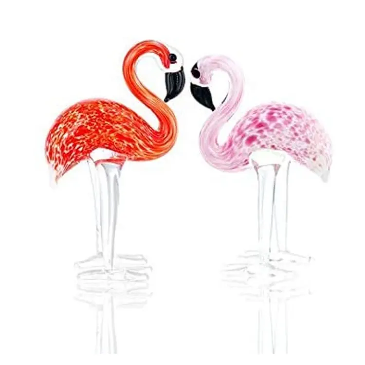 De Murano hecho a mano de vidrio rojo y rosa Flamingo Ave amor arte vidrio soplado estatuilla Animal para coleccionables casa Decoración