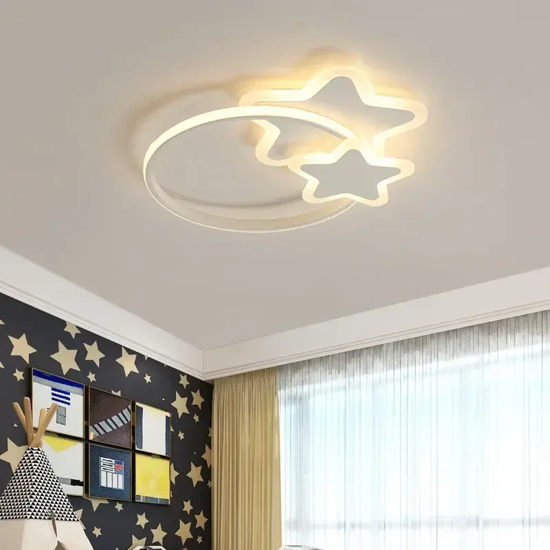 نجفة سقف حديثة بإضاءة LED لغرف المعيشة والطعام وغرف نوم الأطفال على شكل نجوم لتزيين المنزل