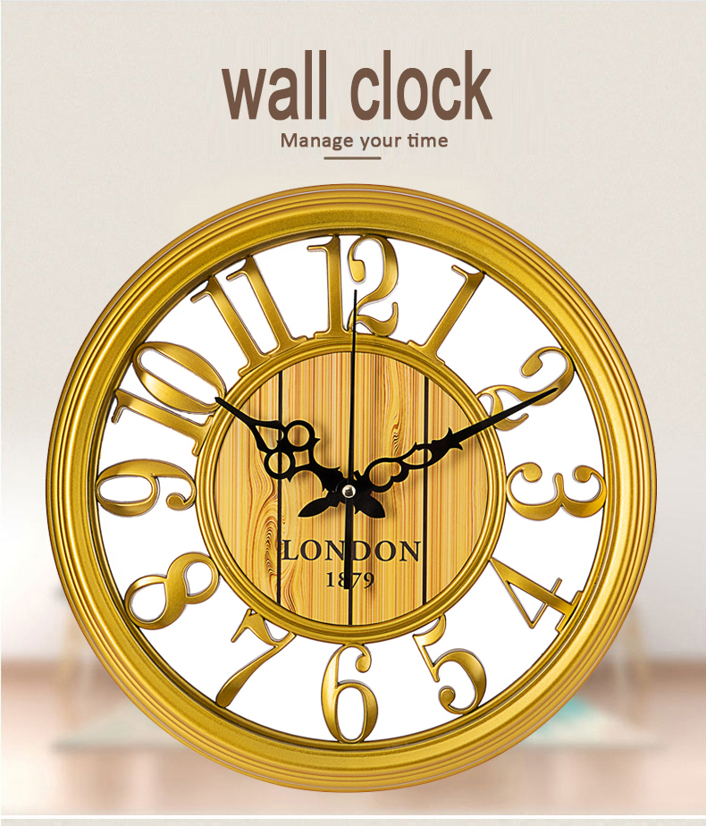 Home Office Gift Large Noiseless Antique Contour Wall Clock cheap Decorative