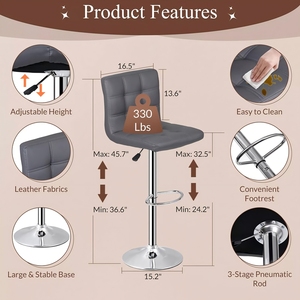 Nhà Máy Bán buôn thanh phân và nhà hàng Bộ ghế nhà bếp PU da Xoay thanh phân thanh ghế - Product Image 2