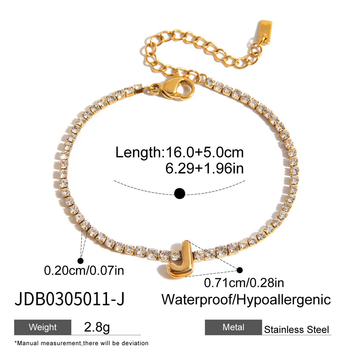 Bracelet Lettre Zircon-J