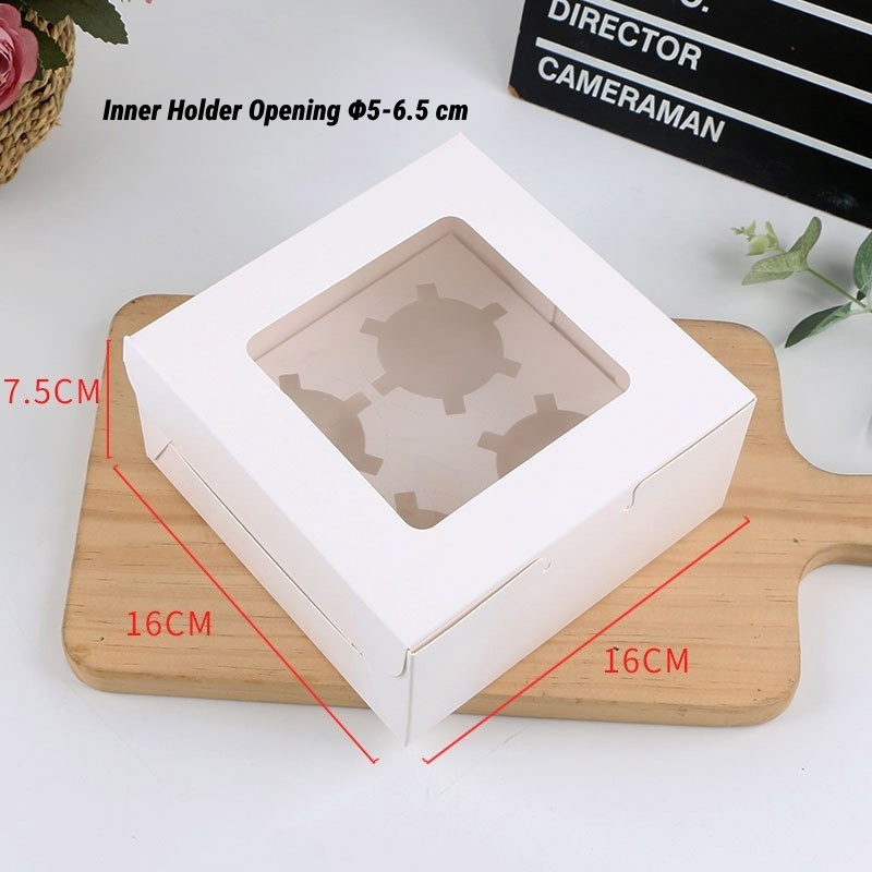 Cupcake box (white, 4 pcs) with tray