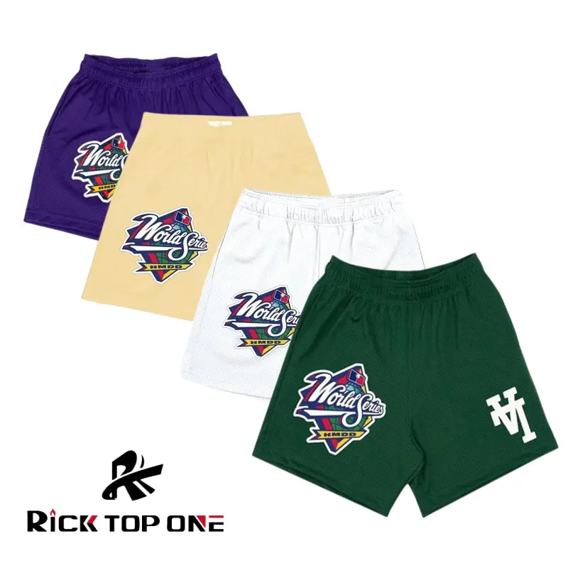 Pantalones cortos deportivos cómodos para hombre, Shorts con estampado Multicolor, poliéster, malla de baloncesto, color blanco