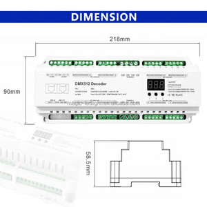 BC-632-DIN 32CH 24V DC DIN Rail DMX512/1990 a tensione costante PWM Controller RGBW DMX Decoder 120A DIN-RAIL DMX Decoder - Product Image 3