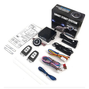 12V entrada sin llave Motor de coche interruptor de arranque de un botón sistema de alarma kit remoto - Product Image 1