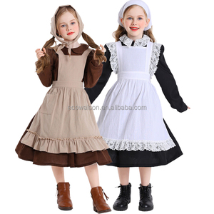 Çocuklar cadılar bayramı hizmetçi elbise Pilgrim Vintage victoria fakir sömürge çiftlik köy kız Cosplay kostüm sömürge yetim kıyafetler