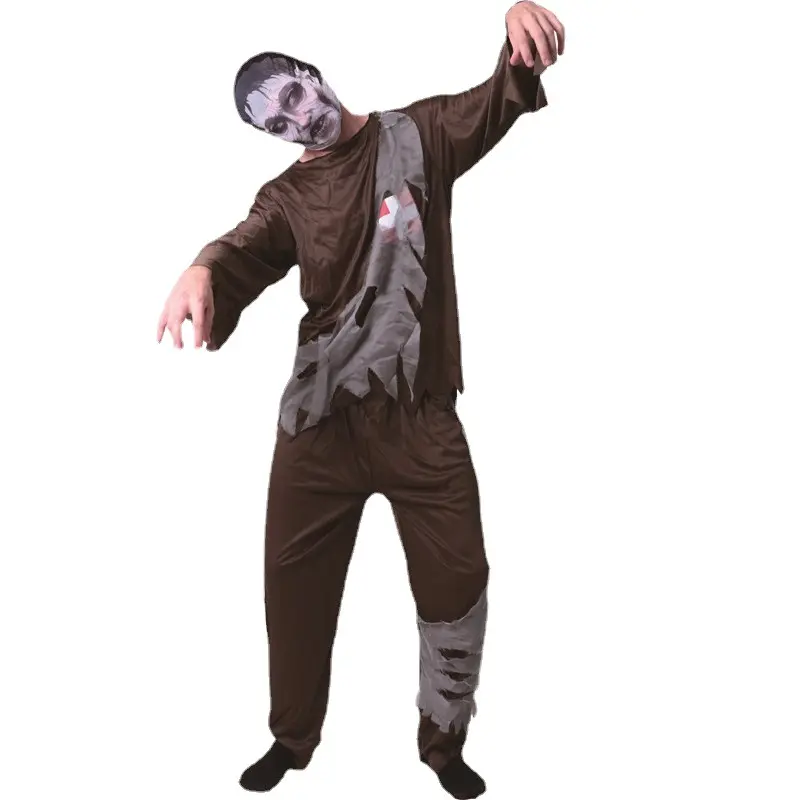 Funmular hombres adultos ejército verde Zombie Top y pantalón Horror Zombie disfraz para hombres Halloween Cosplay