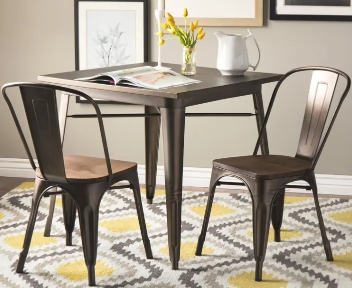 Chaise empilable extérieure durable en métal de style industriel pour café, bar, salle à manger, restaurant