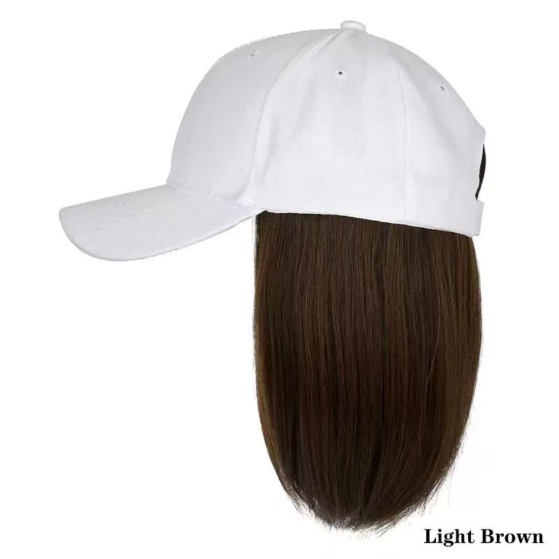 White Cap+Light brown Hair