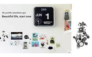 <span class=keywords><strong>Fartech</strong></span> Tiếng Anh 43cm vuông vĩnh viễn Lịch hoàn toàn tự động 3D lật Đồng hồ nhựa thời trang đơn giản thanh lịch phòng khách tường - Product Image 4