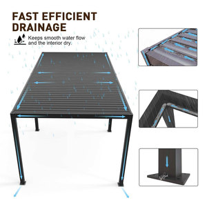 Customizable Motorised Pergola <strong>Patio</strong> Covers Powder Coated <strong>Grey</strong> Aluminum Frame Structure Backyard Automatic Pergola Shelter - Product Image 4