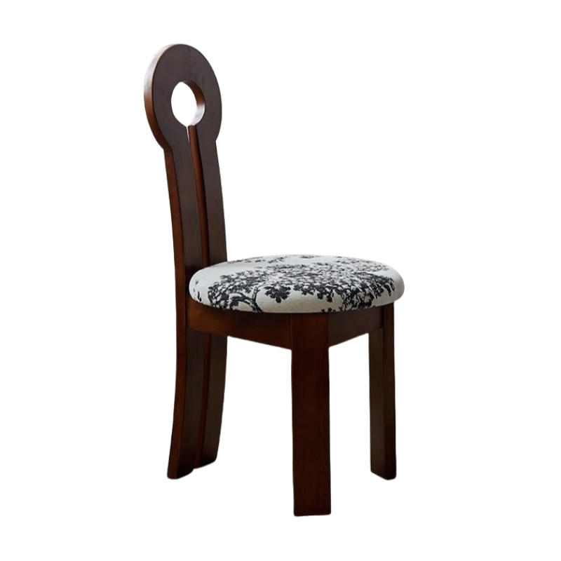 Silla con llave de terciopelo floral con estructura de nogal