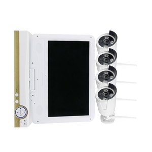 WiFi CCTV 4CH NVR kiti 4 adet bullet açık kamera ile LCD hepsi bir monitör kablosuz güvenlik kamera sistemi ev