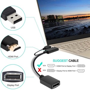4K 60hz HDMI至显示端口转换器适配器电缆，带USB电源，HDMI至DP适配器，适用于配备HDMI的系统
