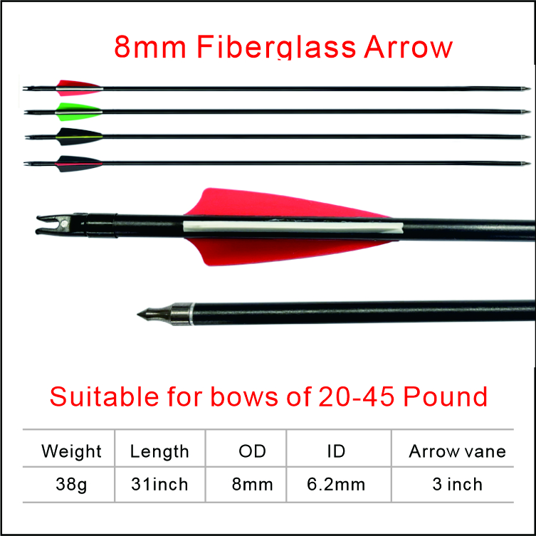8mm Fiberglass Arrow