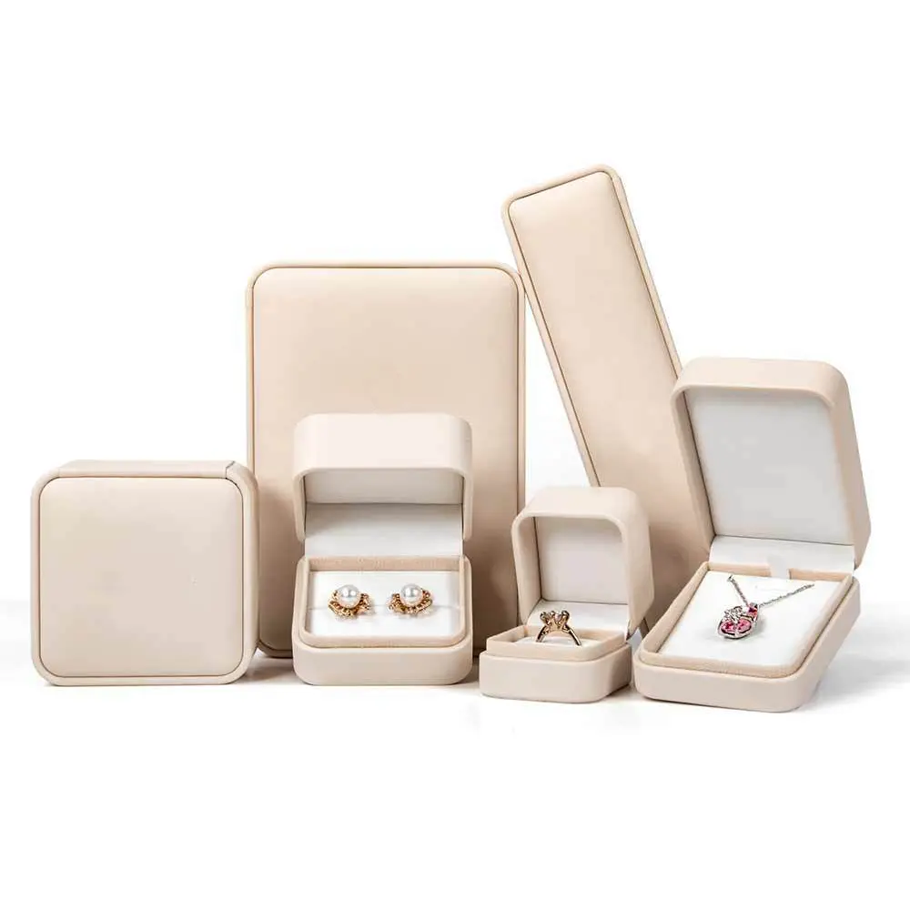 Scatola di vibrazione di gioielli in Pu di fascia alta per ciondolo di perle di diamanti collana di immagazzinaggio braccialetto orecchino anello confezione regalo Logo personalizzato