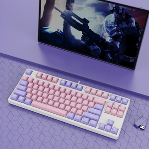 Personalizado 87-Key Wired teclado mecânico Dual-Color azul preto chá vermelho eixo; Silencioso Hot-swappable para Gaming PCB Multilayer