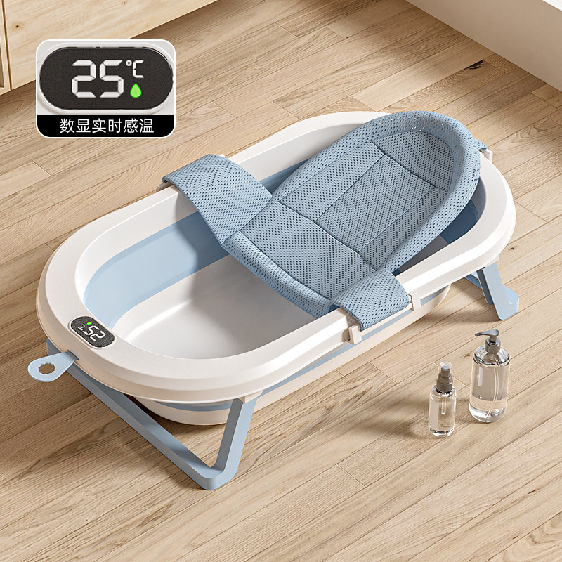 Bleu-Vasque simple-avec thermomètre + filet de bain
