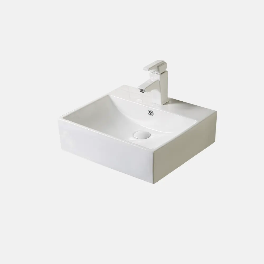 Sanitari bianco classico quadrato da toilette Lavabo vaso in ceramica sopra il bancone Lavabo lavelli da bagno di buona qualità