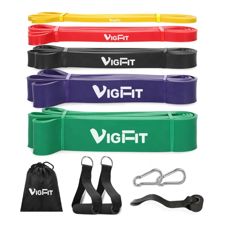 11pc resistance bands set latex pull up assist bands Powerlifting stretch Bands with Door anchor & Handles