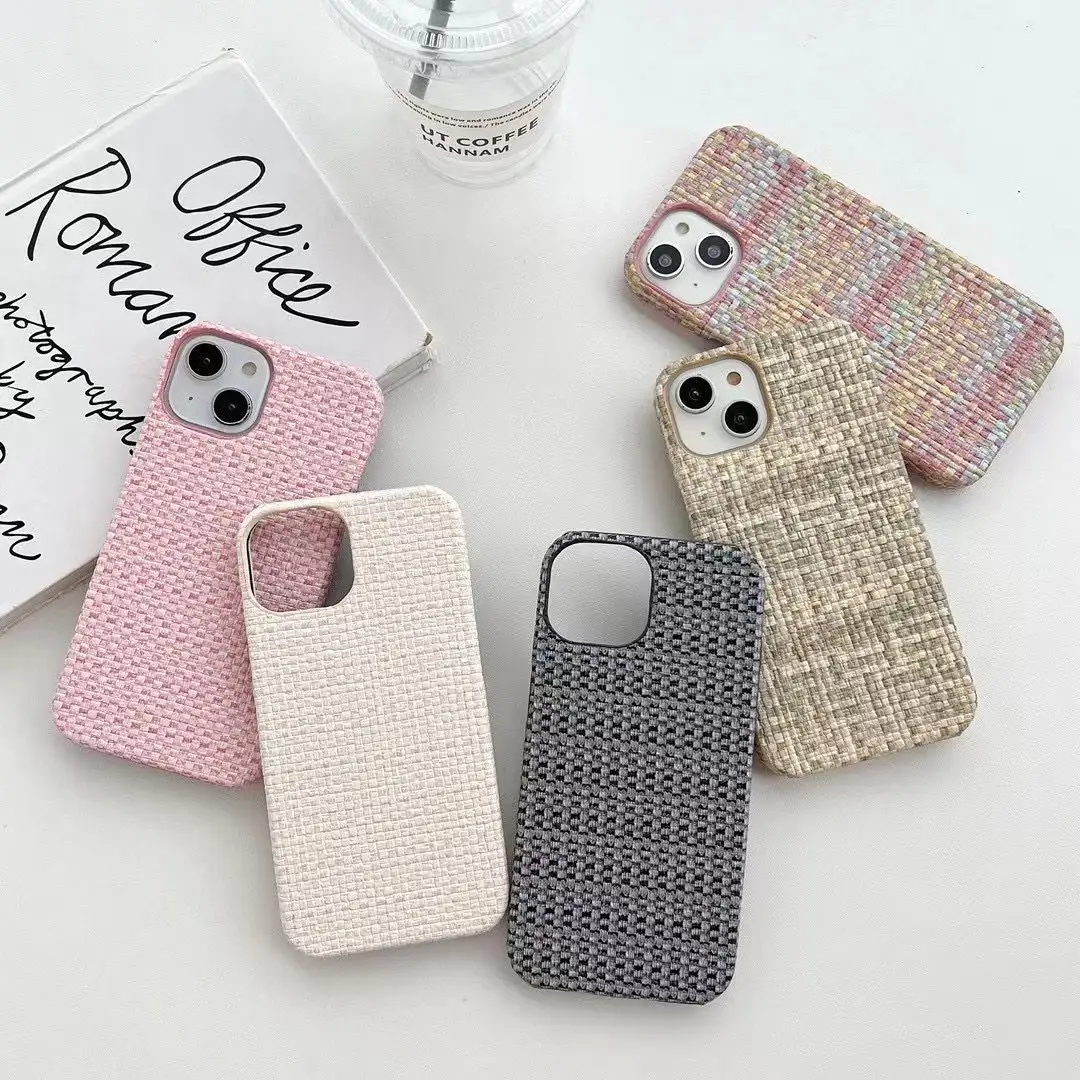 Retro Classic Fashion Woven Phone Case for iPhone 15 promax 14 13 12 11 pro max Mobile Cover