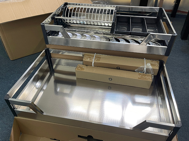 600mm to 900mm Kitchen Multi-functional Basket Soft Closing Stainless Steel Pull Out Basket with Drawer Soft-closing Slide