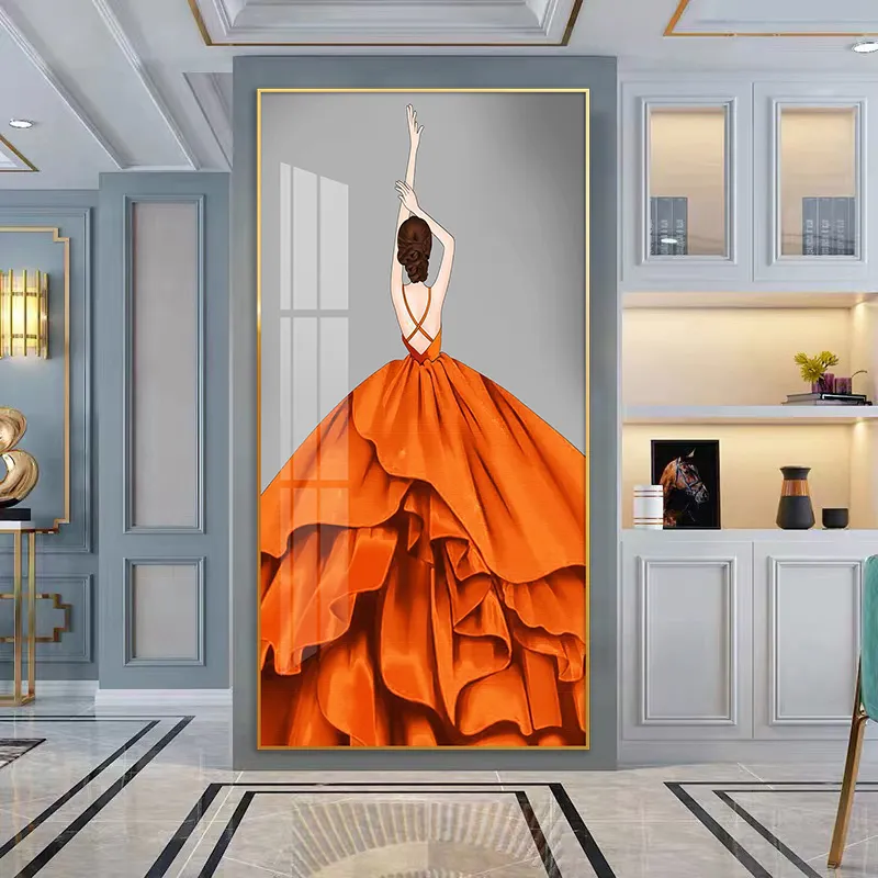 Le dos d'une belle fille peinture luxe moderne mur art photo impression sur toile et affiche pour couloir de décoration de la maison