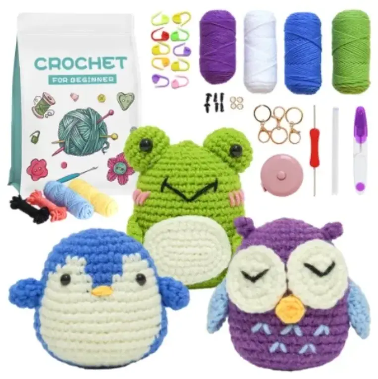 Charmkey kit di buona qualità in maglia crochet fabbrica direttamente kit materiale gufo uncinetto carino per principianti