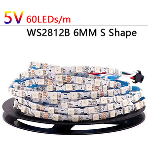 Factory Wholesale Flexible S Shape Addressable <strong>WS2812B</strong> PCB 6mm Width Flowing Water Pixel <strong>Strip</strong> 60LEDs/m 5V Full Color Led <strong>Strip</strong> - Product Image 2