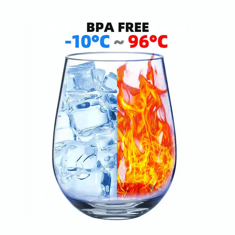 BSCI प्रमाणित फैक्टरी अनुकूलित Shatterproof वाइन ग्लास कप Copas डे सस्ता शराब अटूट शराब गिलास Tritan प्लास्टिक ग्लास वाइन
