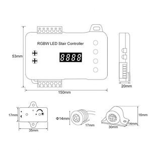 RGBWLED階段照明コントローラー12v24V昼光モーションセンサーストリップダイナミックメイン配線16ステップRGBWコントローラー - Product Image 3