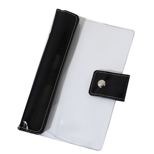Taccuino personalizzato a foglia larga A5 A6 ricaricabile per viaggiatori in pvc nero legante con chiusura a bottone a pressione 6 anelli