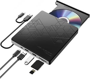 新设计的USB 3.0 5合1便携式光驱外壳光盘 +/-RW驱动器光盘/光盘只读存储器重写刻录机外部笔记本电脑 - Product Image 1