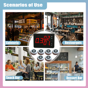 중앙 디스플레이가 있는 무선 웨이터 페이징 시스템 433.92MHz 통화 버튼, 테이블용 레스토랑 부저 장비, OEM 공급 업체 - Product Image 4