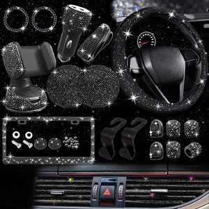 Schönes Bling-Autoherstück Dekor-Set glänzender Strass Diamant Sicherheitswagen Kristall-Sitzgürtel Handbremse Lenkradbezug