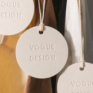 Diseño especial logotipo en relieve personalizado etiqueta colgante papel texturizado etiqueta oscilante con cuerda de algodón - Product Image 5