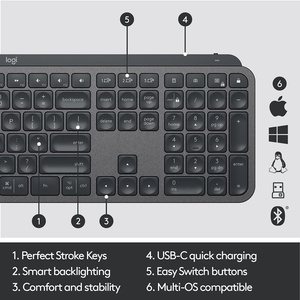 罗技MX Keys无线键盘双模式可充电背光符合人体工程学的罗技MX Keys键盘 - Product Image 5