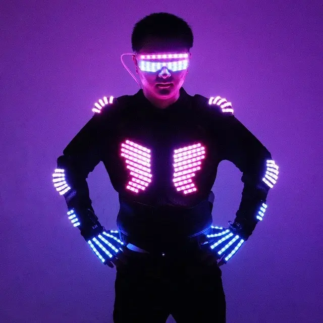 Chaquetas luminosas de armadura LED a todo Color, traje iluminado, equipo de baile para Bar, DS, cantante, DJ, club nocturno, ropa de actuación