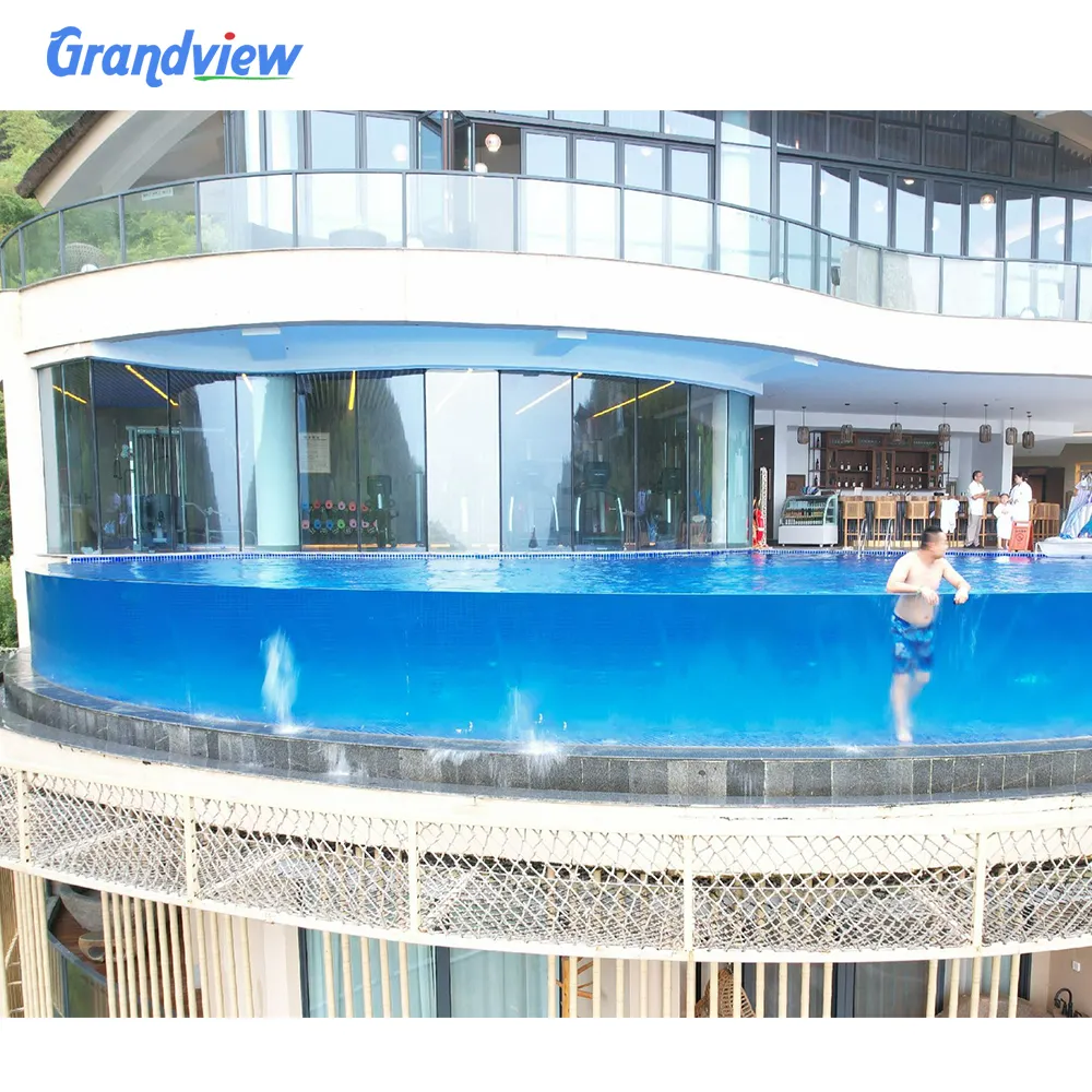 50mm 100mm pannello curvo acrilico PMMA acrilico piscina piscina finestra di vetro per hotel