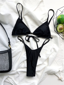 Custom Package Brazilian Pure Color <strong>Micro</strong> Two-Piece <strong>G</strong>-<strong>String</strong> Beautiful Sexy Bikini - Product Image 2