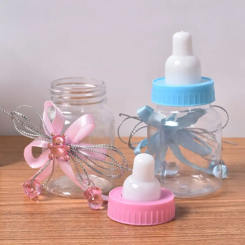 Mini biberon in plastica Baby Shower Candy box Dragees Container compleanno battesimo Party Favor Decor per neonato Boy Girl