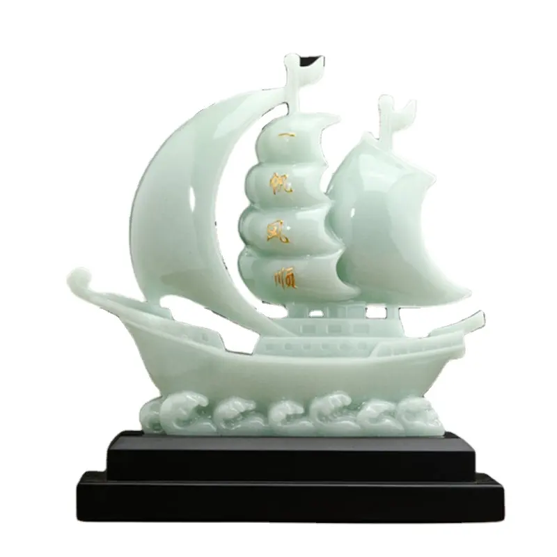 2023 китайский фэн-шуй, полимерный корабль, ремесло, скульптура, декоративная фигурка корабля, форма для домашнего декора