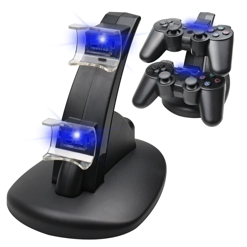 Dual Charger For PS3 Charging Dock Stand + USB Cable For Sony PlayStation 3 Controller Console