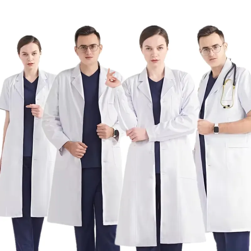 उच्च गुणवत्ता वाले मेडिकल कपड़े अस्पताल की वर्दी डॉक्टर नर्स पुरुष महिलाओं के लिए अस्पताल के कपड़े लंबी आस्तीन छोटी आस्तीन लैब कोट