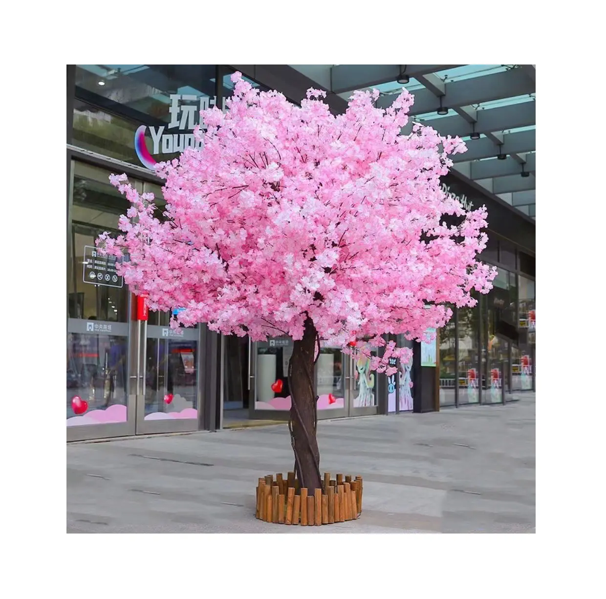 Árvore de flor de cerejeira de seda artificial grande personalizada para decoração de casamento em arco de seda artificial grande e alta à venda