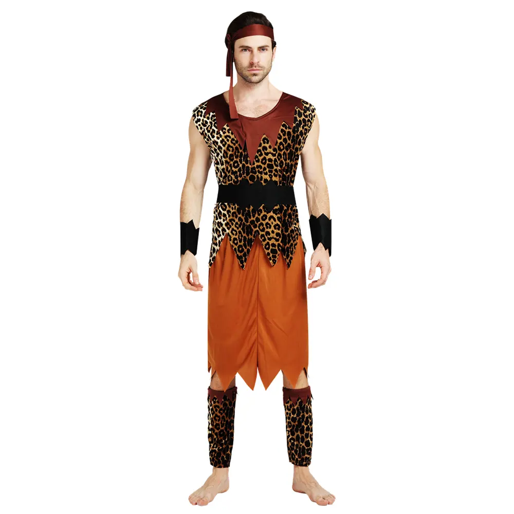 Carnevale Halloween Cosplay Savage Leopard Print tuta coppia Costume adulto nativo per uomini e ragazzi